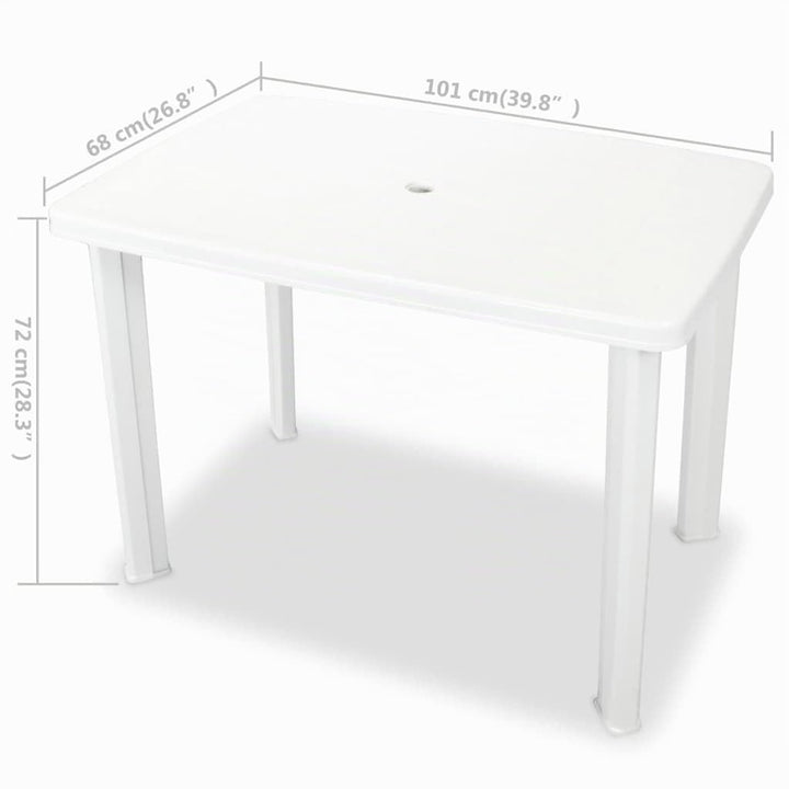 Gartentisch Kunststoff Weiss mit Schirmloch 101x68x72 cm - Bild 6