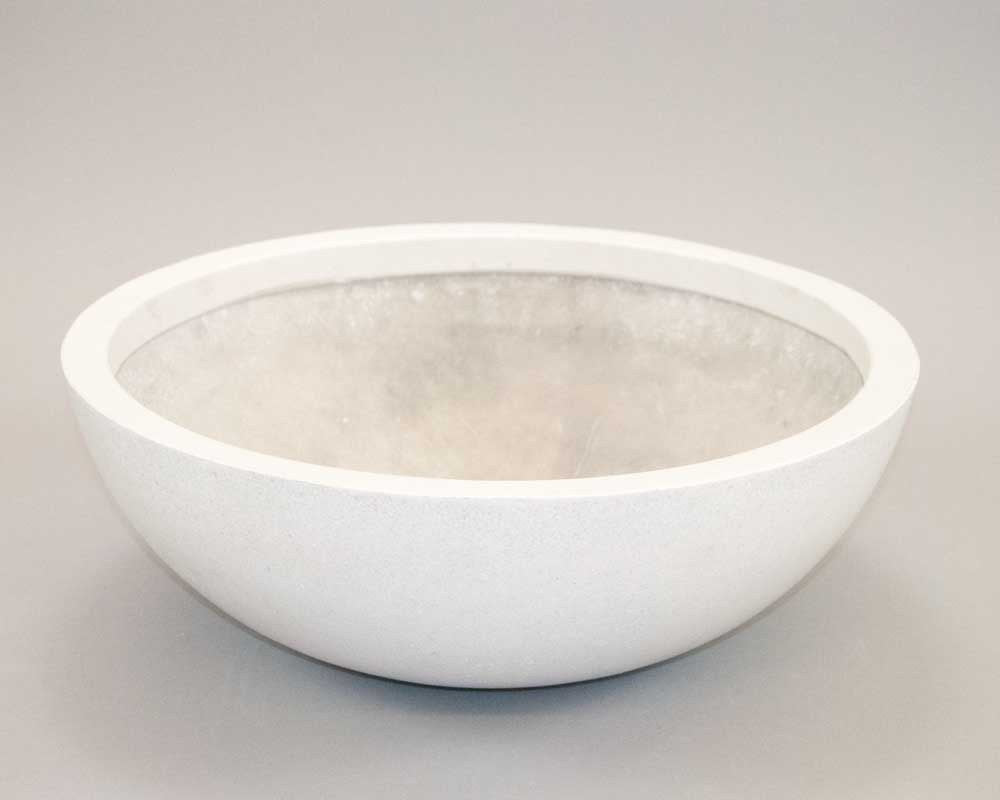 Pflanzschale Fiberglas rund Perlmutt-Weiss 46x16 cm Innen &amp; Aussen - Bild 3