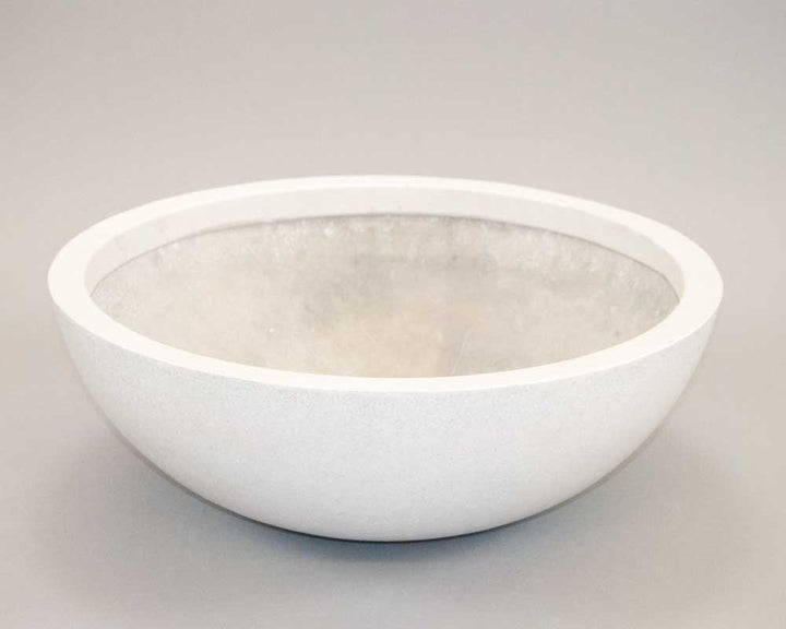 Pflanzschale Fiberglas rund Perlmutt-Weiss 46x16 cm Innen &amp; Aussen - Bild 3