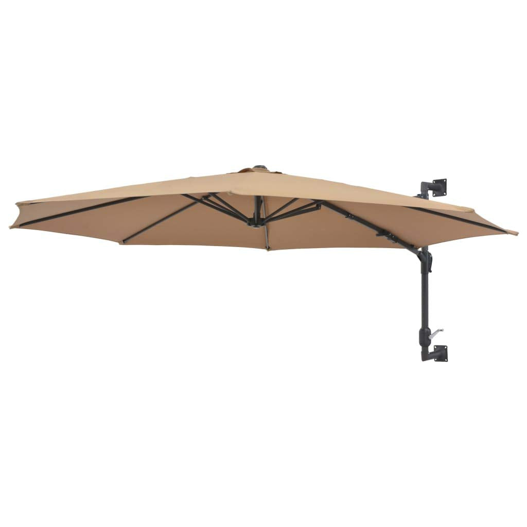 Wand-Sonnenschirm 300 cm Polyester mit Kurbel 8 Rippen Taupe - Bild 3