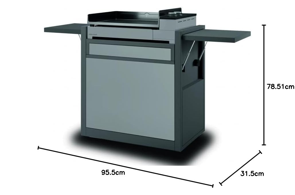 Plancha-Trolley Premium Stahl geschlossen 60 cm klappbare Ablagen - Bild 7