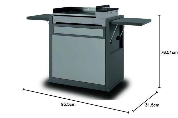 Plancha-Trolley Premium Stahl geschlossen 60 cm klappbare Ablagen - Bild 7