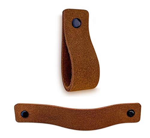 Möbelgriffe Wildleder Cognac 16,5 cm 12er-Set mit Schrauben - Bild 5