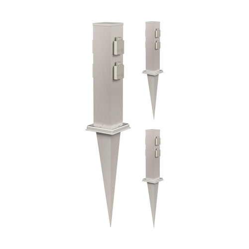 Garten-Steckdosensäule Edelstahl 4-fach IP44 mit Erdspieß 40cm