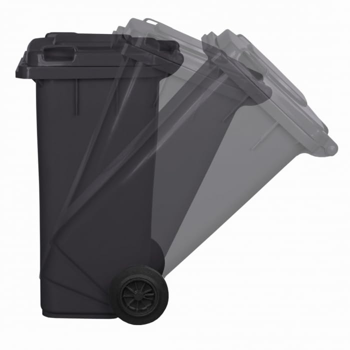 Mülltonne 120 Liter HDPE Anthrazit mit Klappdeckel und Rädern - Bild 2