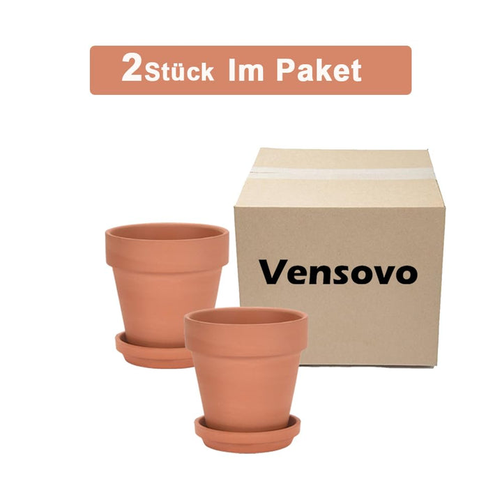 Terrakotta-Töpfe 20 cm mit Untersetzer für Innen und Aussen 2er-Set - Bild 7