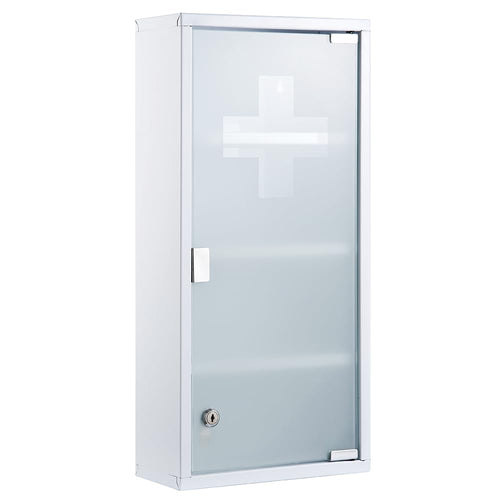 Medizinschrank Edelstahl abschliessbar 4 Fächer 57x27x12 cm Weiss