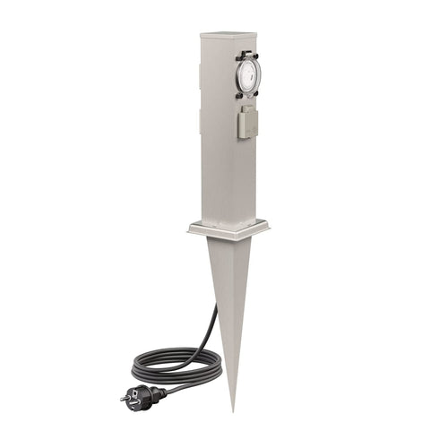 Gartensteckdosensäule Edelstahl 3-fach mit Timer IP44 38cm
