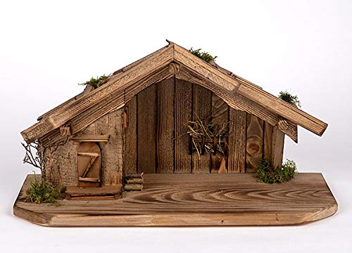 Weihnachtskrippe Holz handgefertigt 52x25x25 cm Tischkrippe