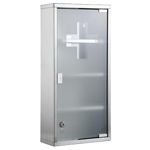 Medizinschrank Edelstahl abschliessbar 4 Fächer Hängend 57x27x12cm