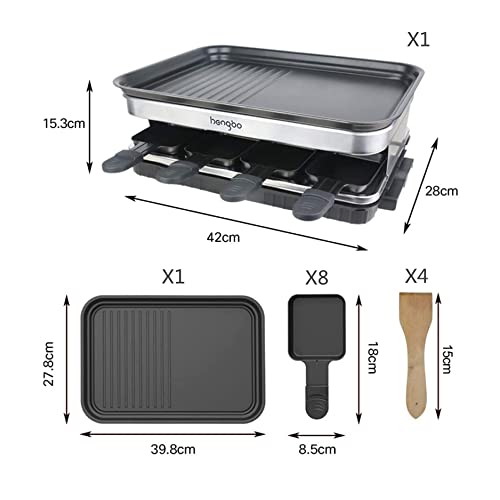 Raclette Grill 8 Personen mit Grillplatte und 8 Pfännchen 1500W - Bild 7