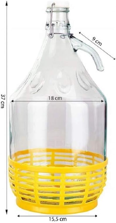 Gärballon 5L Glas mit Bügelverschluss und Kunststoffkorb 6er-Set - Bild 4
