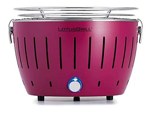 Tischgrill Holzkohle raucharmen Kompakt USB Pflaumenlila fuer Camping