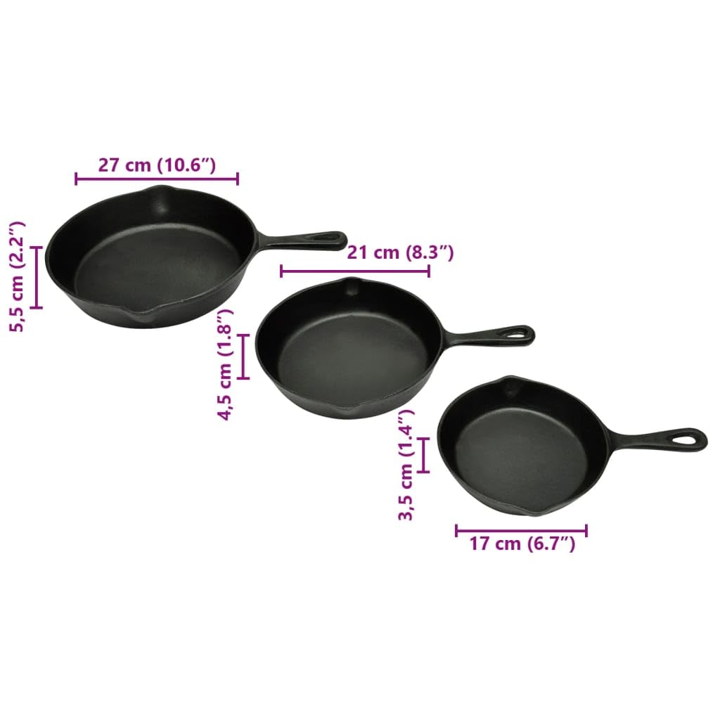 Steakpfannen Set Gusseisen 3-teilig 17/21/27 cm Induktion - Bild 2