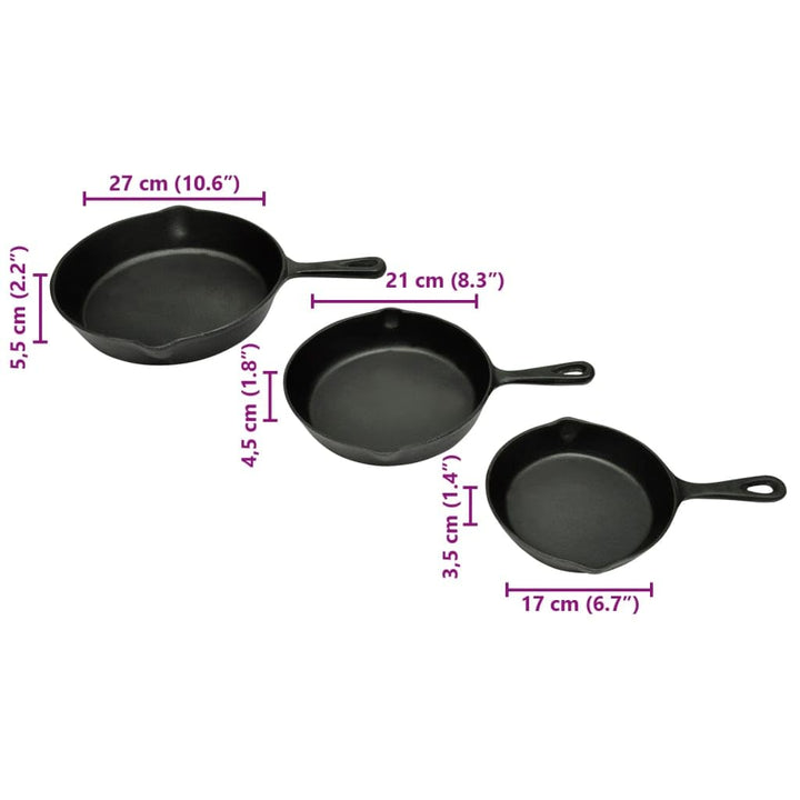 Steakpfannen Set Gusseisen 3-teilig 17/21/27 cm Induktion - Bild 2