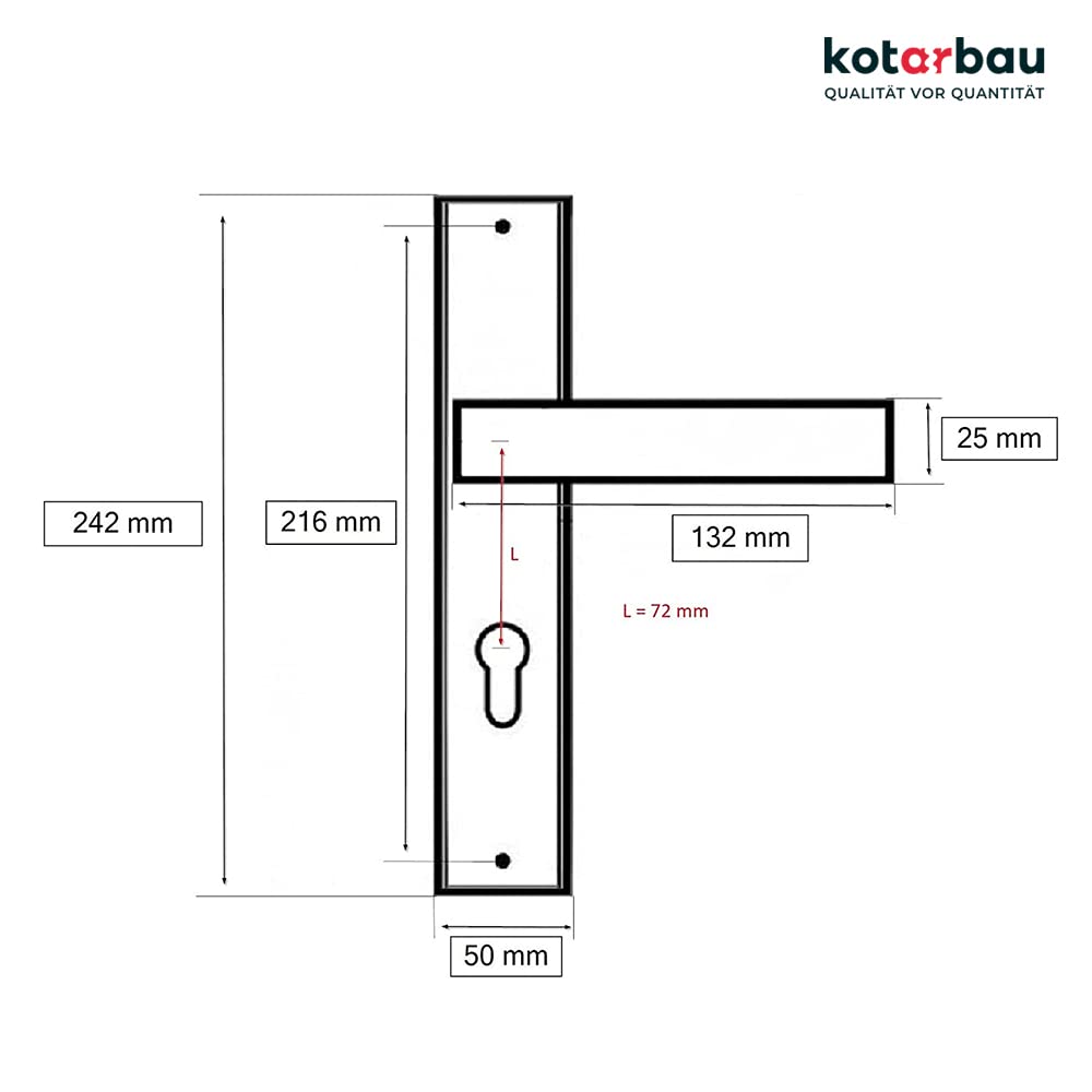 Türdrückerset Langschild 72mm Zamak Schwarz Matt für Innen+Aussen - Bild 7