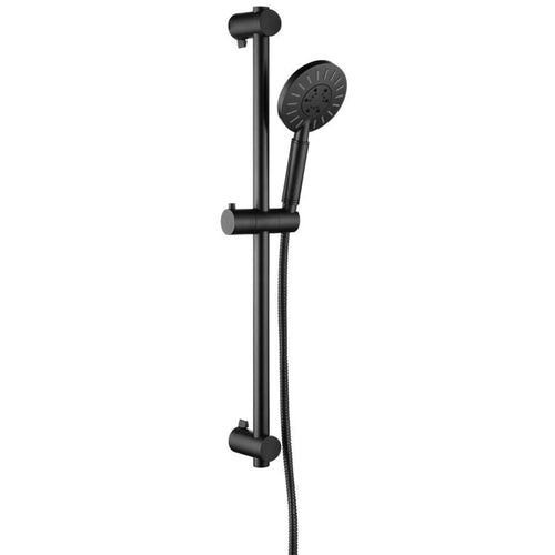 Duschsystem mit Handbrause Edelstahl Schwarz 3 Strahlarten höhenverstellbar
