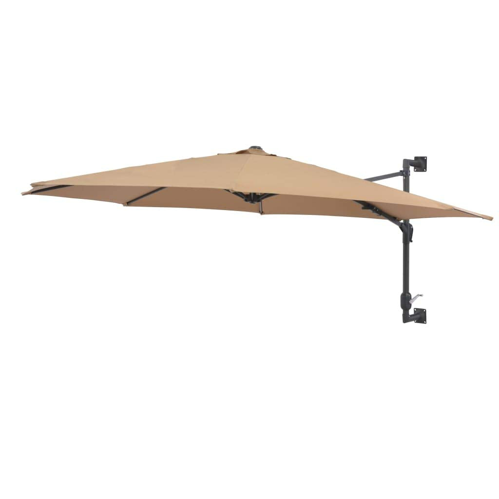 Wand-Sonnenschirm 300 cm Polyester mit Kurbel 8 Rippen Taupe - Bild 2