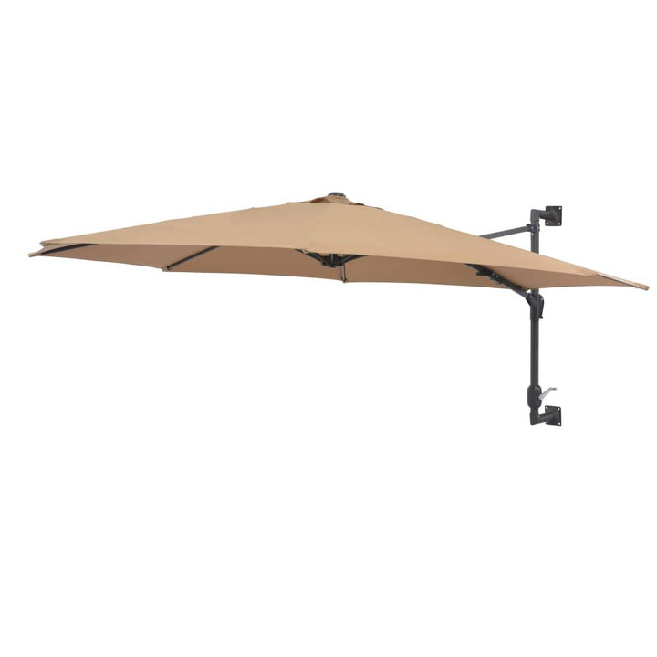 Wand-Sonnenschirm 300 cm Polyester mit Kurbel 8 Rippen Taupe - Bild 2