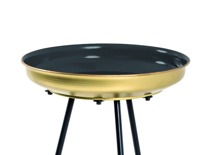 Beistelltische 2er-Set rund Metall schwarz-gold Art Deco 56/66 cm - Bild 4