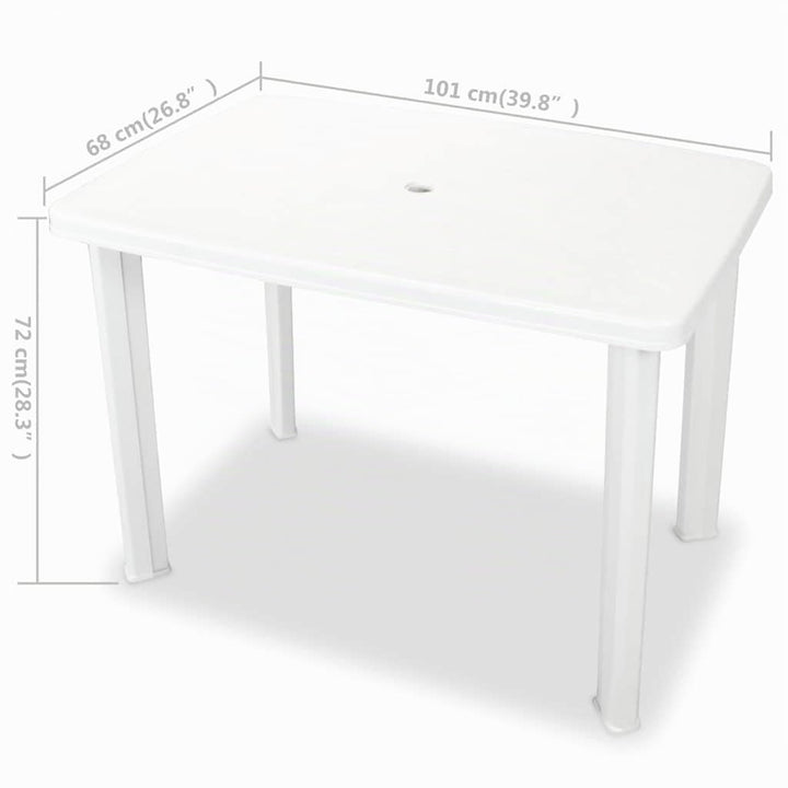 Gartentisch Kunststoff Weiss mit Schirmloch 101x68x72 cm - Bild 2