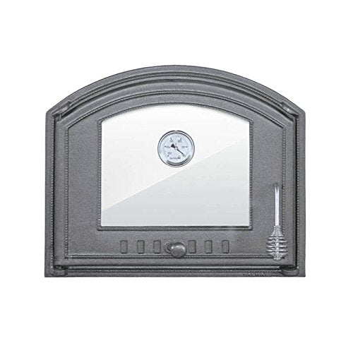 Backofentür Gusseisen mit Sichtfenster und Thermometer, links 485x410 mm