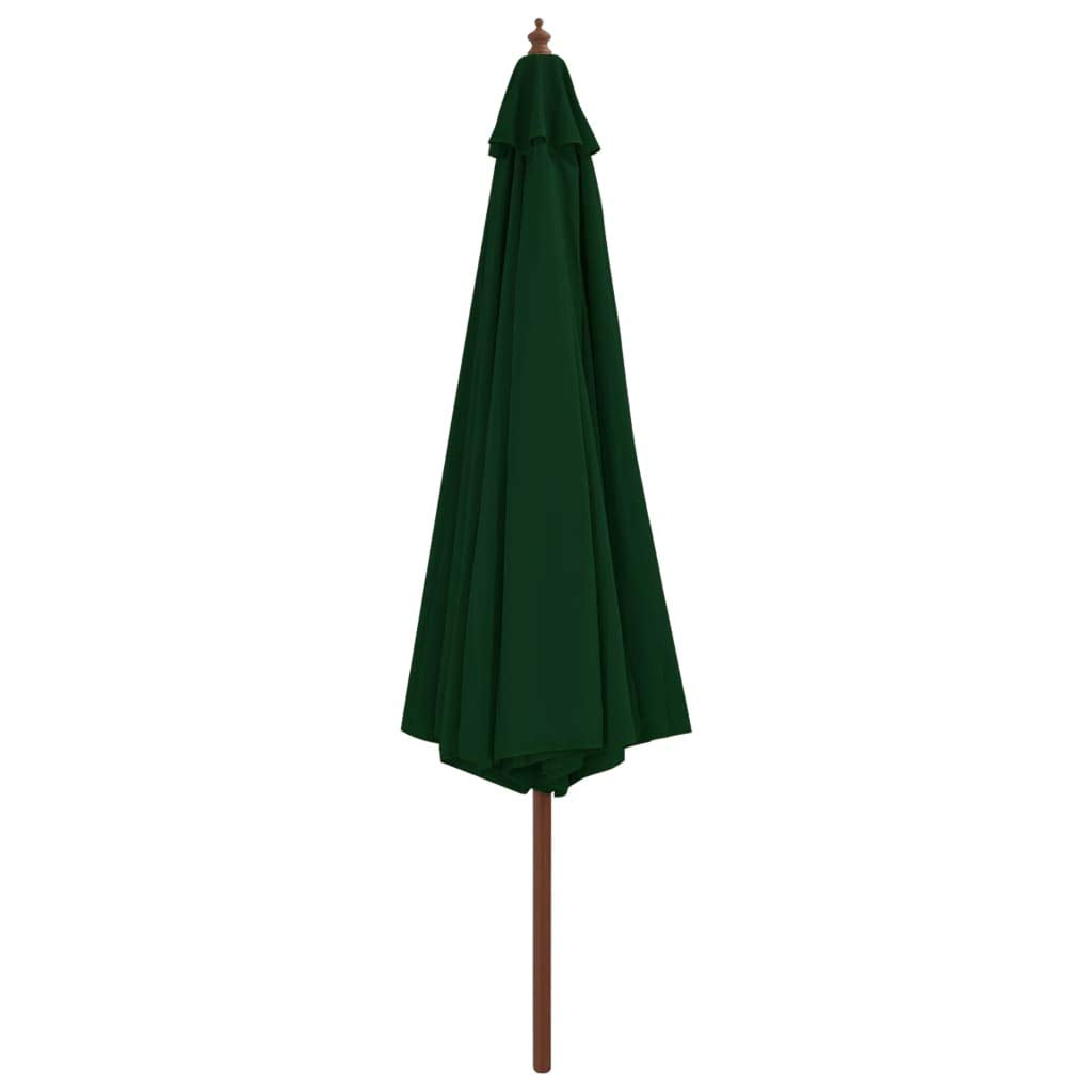 Sonnenschirm Holzmast Bambus Ø 350 cm Garten Terrasse Grün - Bild 2