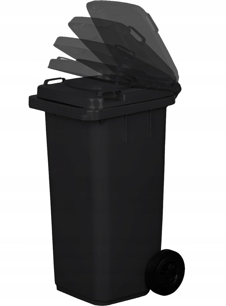 Mülltonne 120 Liter HDPE Anthrazit mit Klappdeckel und Rädern - Bild 3