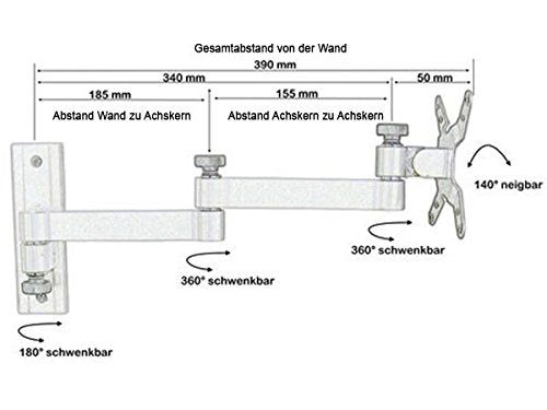Wandhalterung Laptop Tablet schwenkbar 180° VESA 75x75 Silber-Weiss - Bild 8