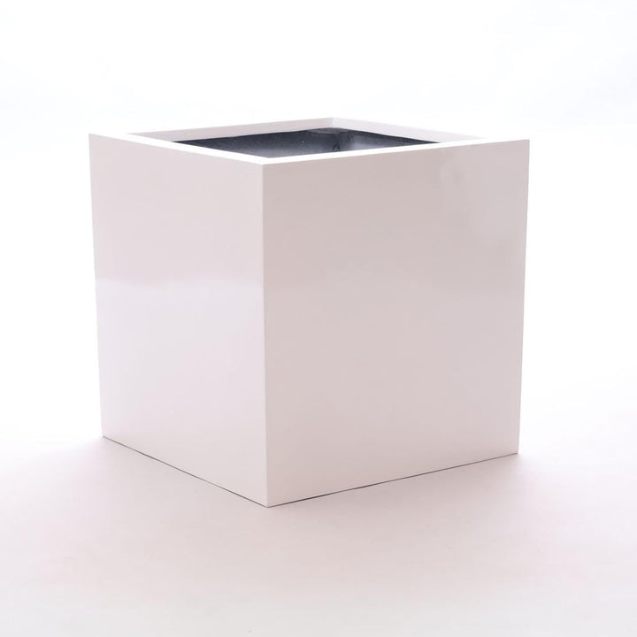 Blumenkübel Fiberglas quadratisch 30x30x30cm Hochglanz Weiss - Bild 8