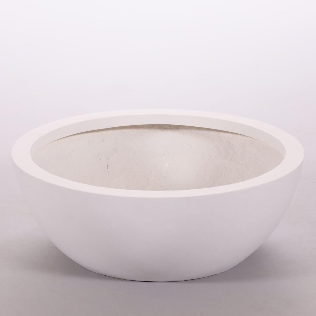 Pflanzschale Fiberglas rund Perlmutt-Weiss 46x16 cm Innen &amp; Aussen