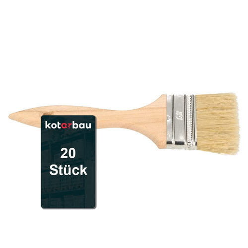 Flachpinsel Set 63 mm Holzgriff mit Zinnklemme 20 Stück