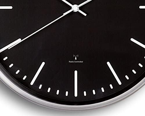 Funk-Wanduhr analog Ø 30,5 cm Alurahmen schwarz lautlos - Bild 3