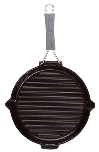 Gusseisen Grillpfanne rund 28 cm klappbarer Silikongriff Induktion - Bild 3