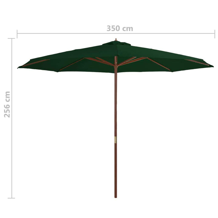 Sonnenschirm Holzmast Bambus Ø 350 cm Garten Terrasse Grün - Bild 3