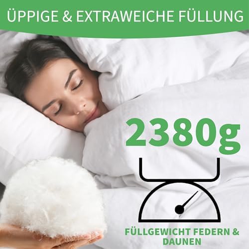 Ganzjahres-Daunendecke 220x240 cm Federn &amp; Daunen 450 gsm Oeko-Tex - Bild 2