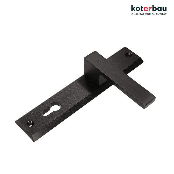 Türdrückerset Langschild 72mm Zamak Schwarz Matt für Innen+Aussen - Bild 5