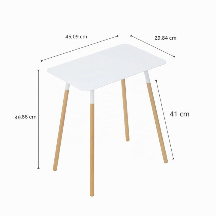 Beistelltisch Stahl Holzbeine minimalistisch 45x30x50 cm weiss - Bild 7