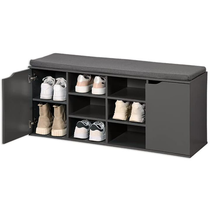 Schuhschrank mit Sitzkissen Spanplatte grau 103 cm Flur
