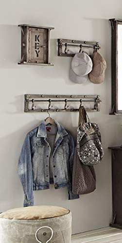 Garderobenleiste Metall Industrial mit 3 Haken, 43 cm, Anthrazit - Bild 3