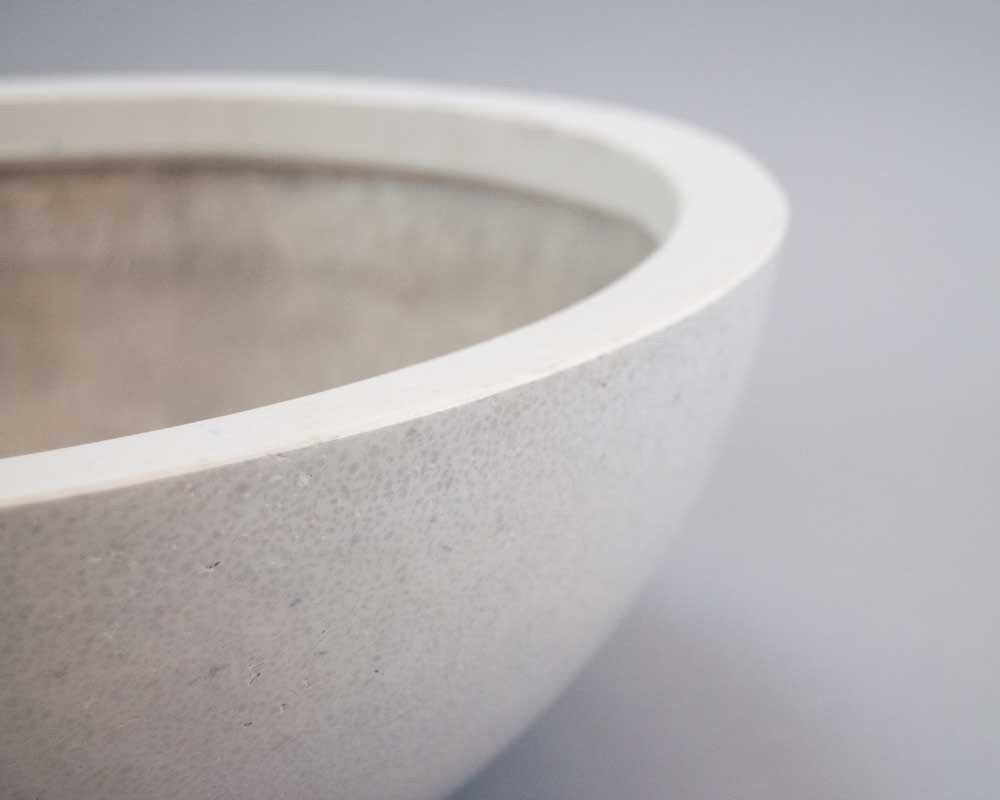 Pflanzschale Fiberglas rund Perlmutt-Weiss 46x16 cm Innen &amp; Aussen - Bild 2