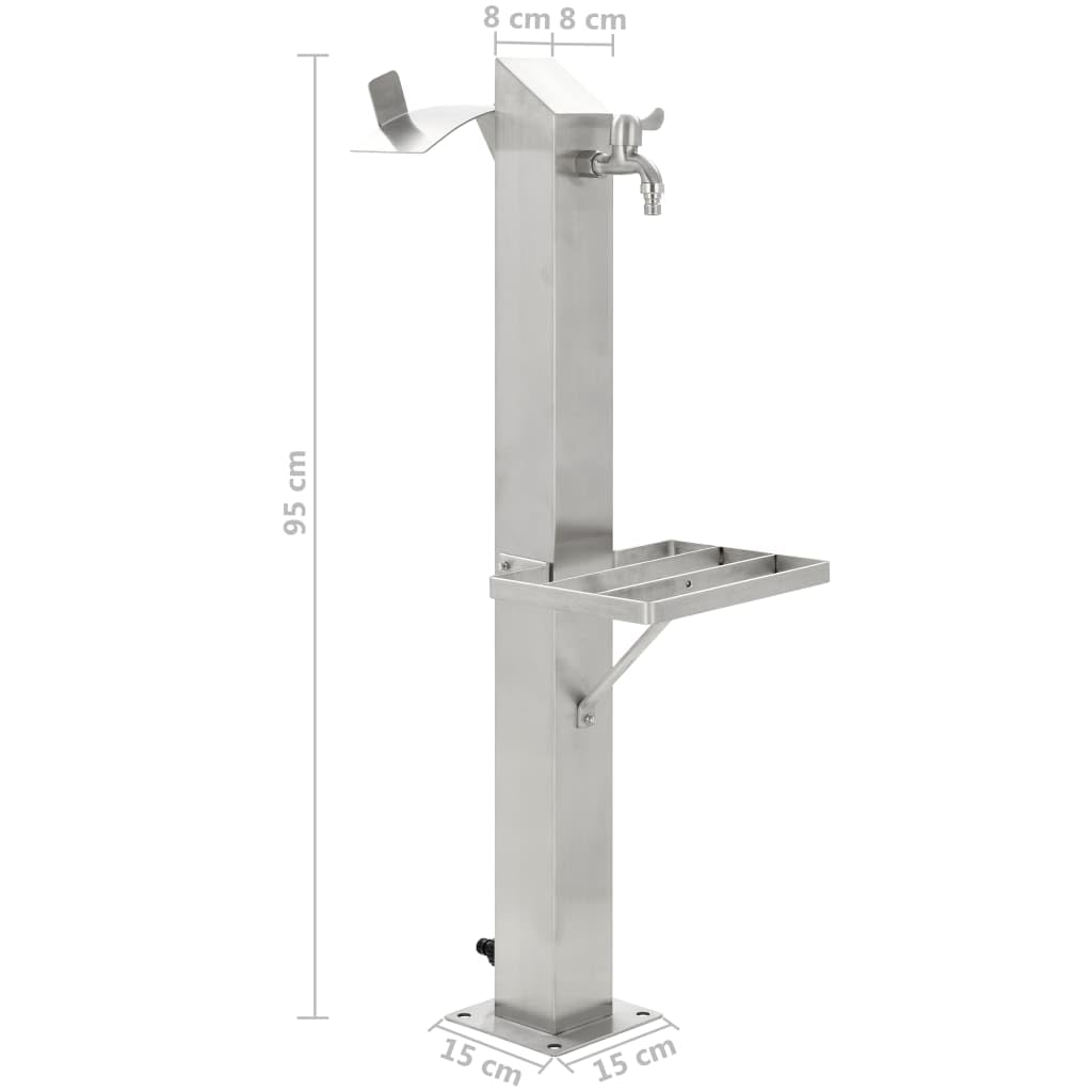Garten-Wassersäule Edelstahl quadratisch 95 cm mit Wasserhahn - Bild 2