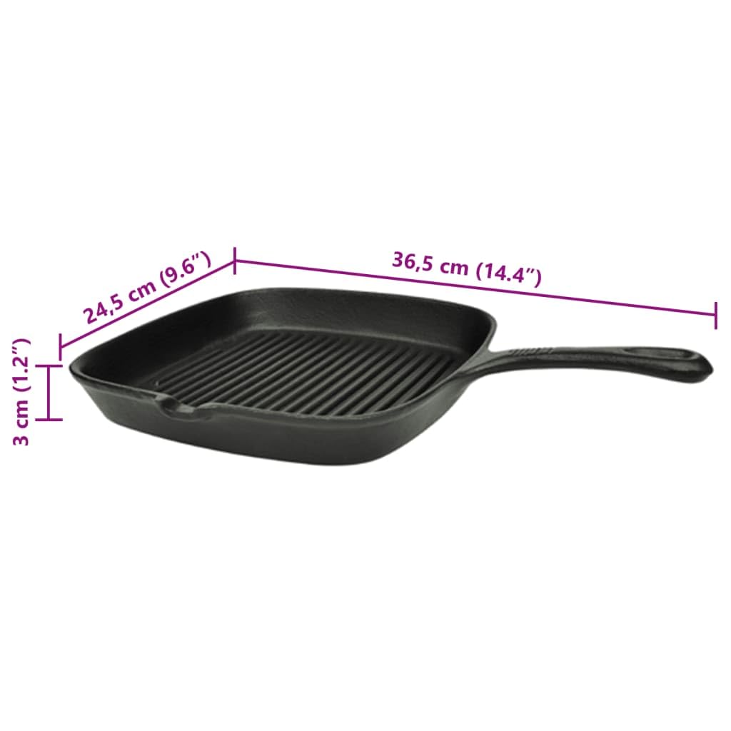 Grillpfanne Gusseisen gerippt 24x23 cm für alle Herdarten - Bild 3