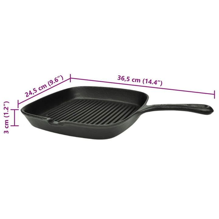 Grillpfanne Gusseisen gerippt 24x23 cm für alle Herdarten - Bild 3