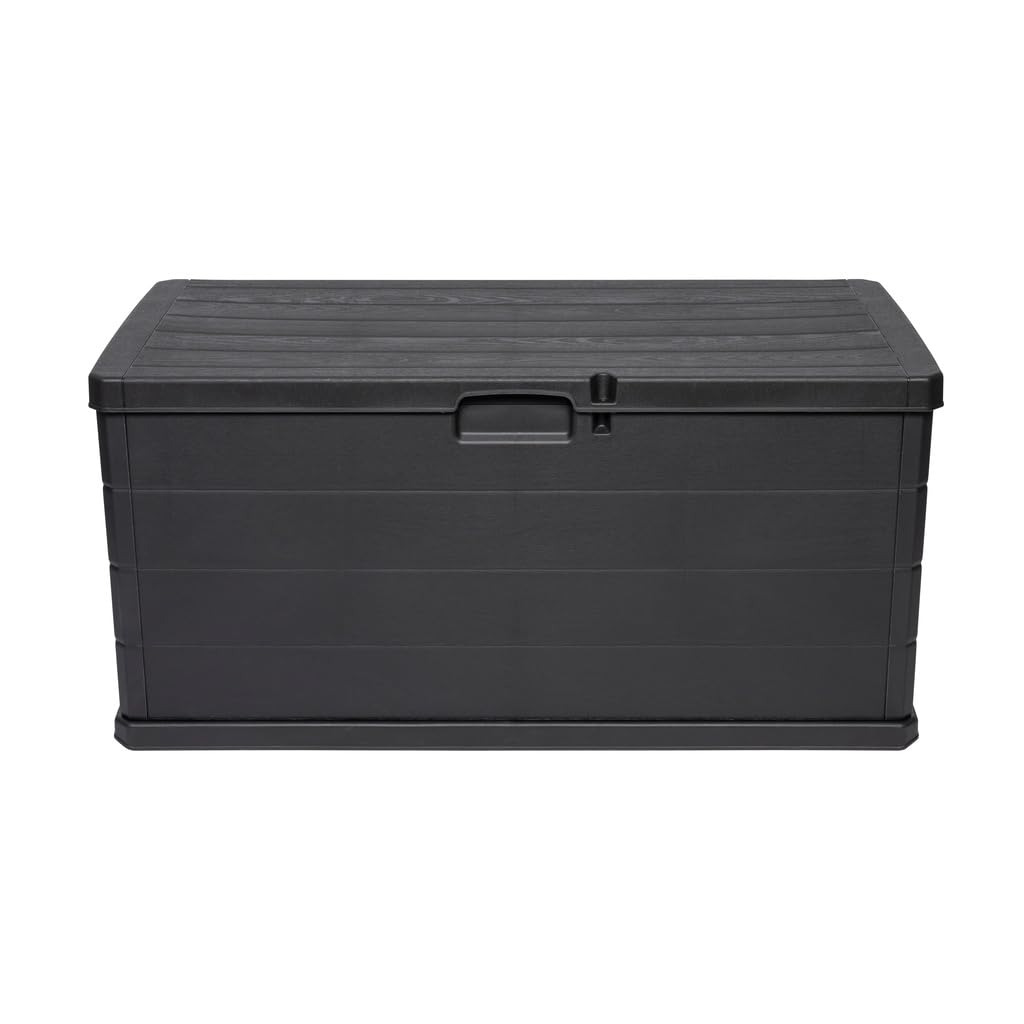 Kissenbox XL Kunststoff Holz-Optik Anthrazit 340 L als Sitzbank nutzbar - Bild 2