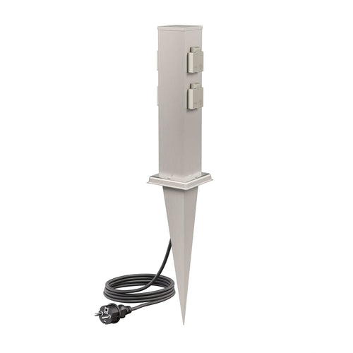 Steckdosensäule Garten Edelstahl 4-fach IP44 mit Erdspieß 40cm
