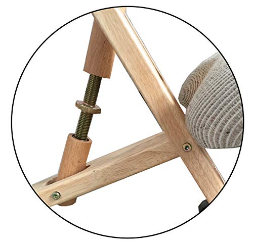 Kniehocker Ergonomisch mit Rückenlehne Holz Gummibaum Stoff Natur/Rot - Bild 6