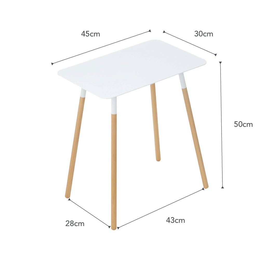 Beistelltisch Stahl Holzbeine minimalistisch 45x30x50 cm weiss - Bild 8