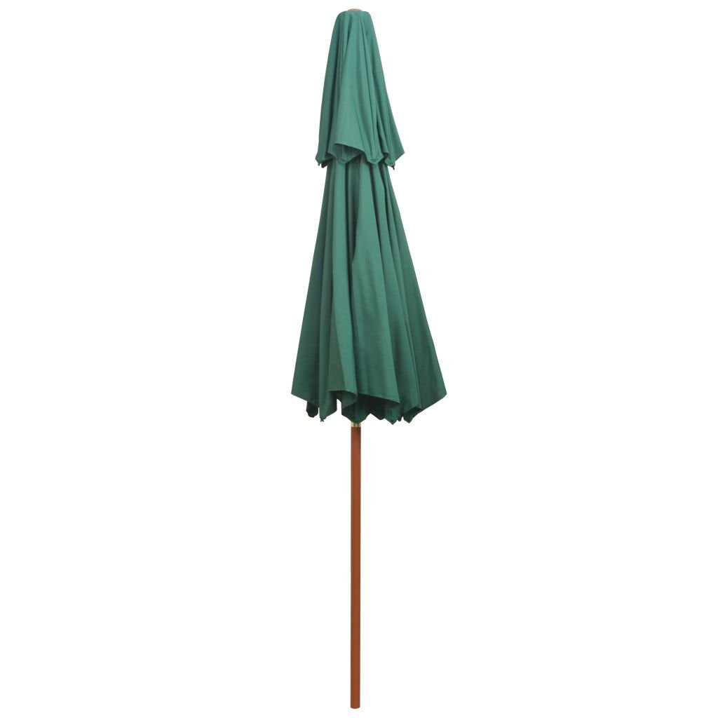 Sonnenschirm Doppeldeck 270x270 cm Polyester Grün mit Hartholzmast - Bild 4