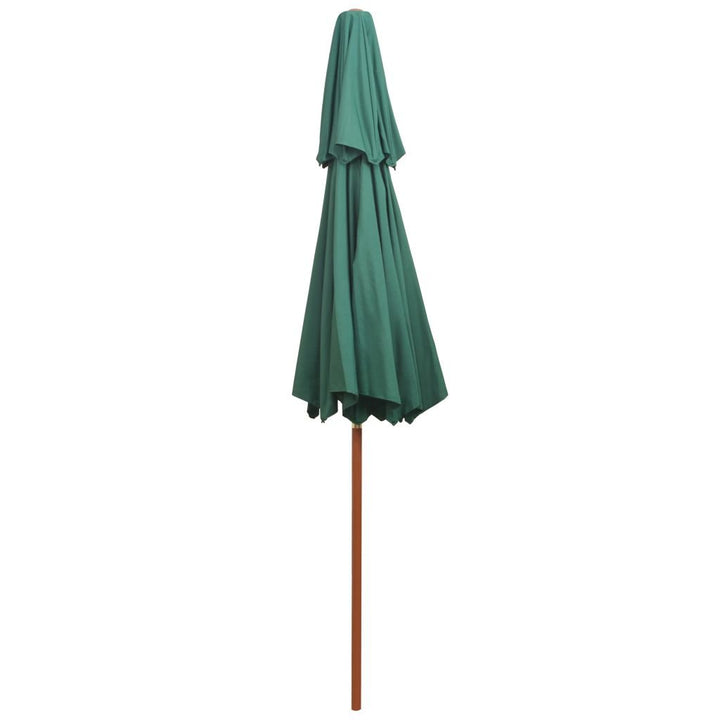 Sonnenschirm Doppeldeck 270x270 cm Polyester Grün mit Hartholzmast - Bild 4